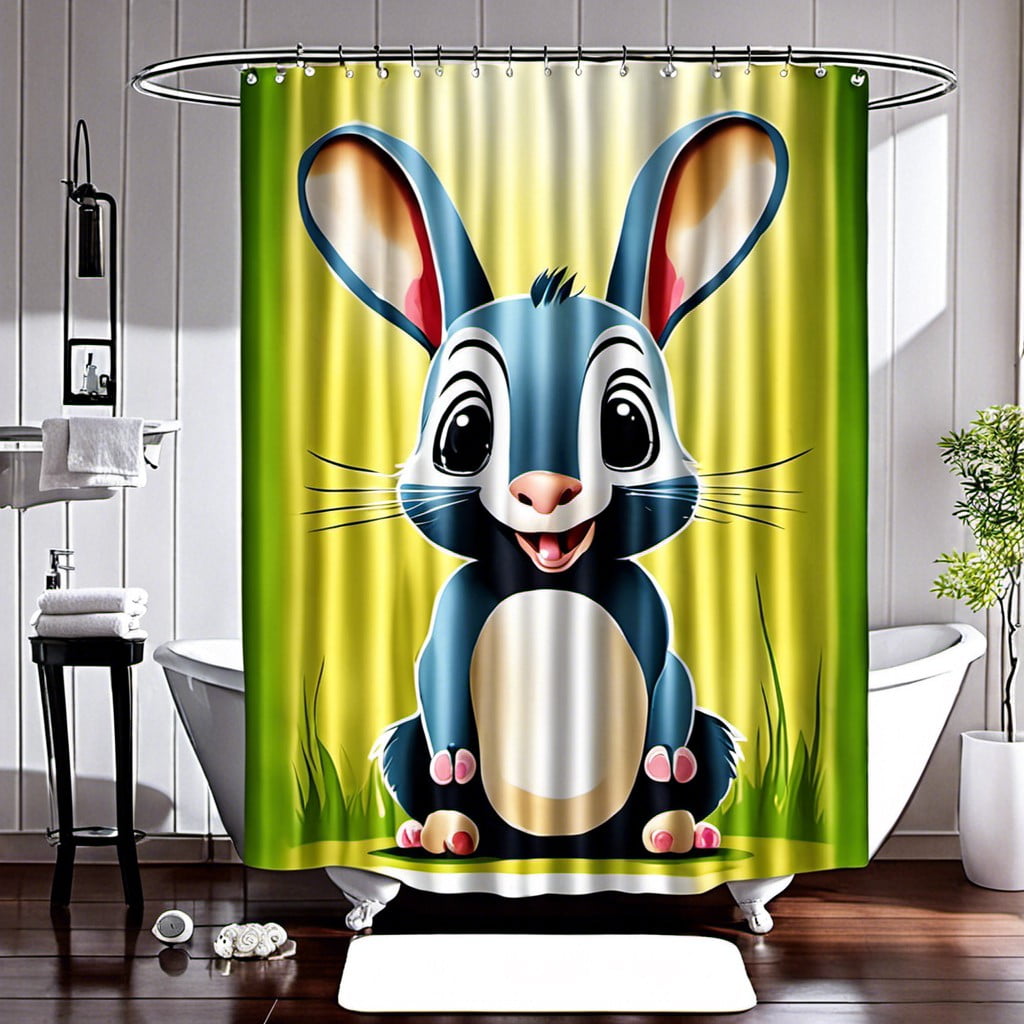 curtain with kid friendly cartoon animals