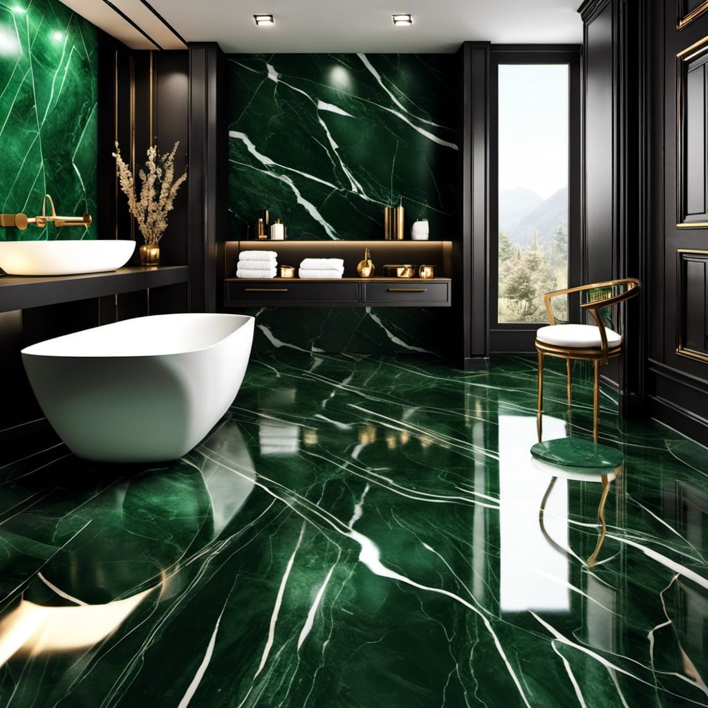 dark emerald green marble flooring