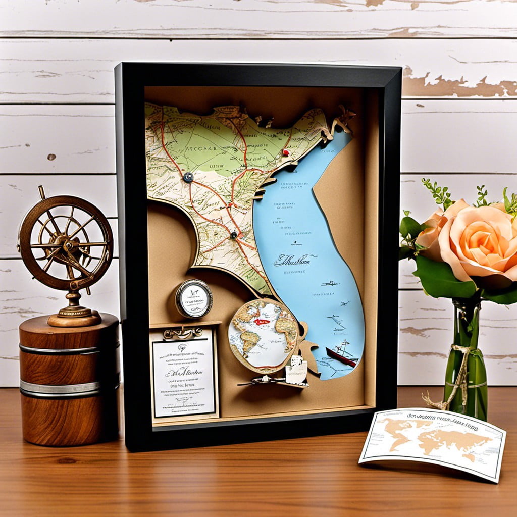 destination wedding shadow box with map