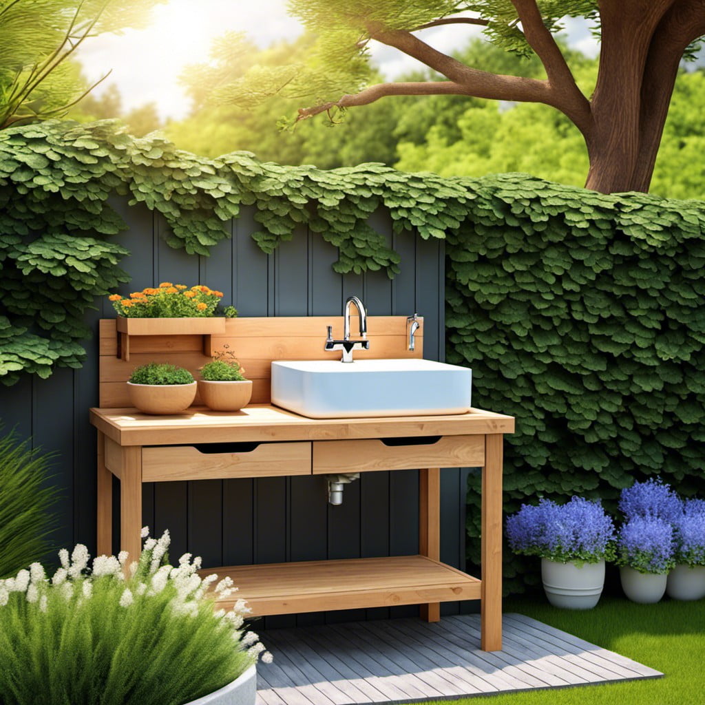 diy wooden outdoor sink
