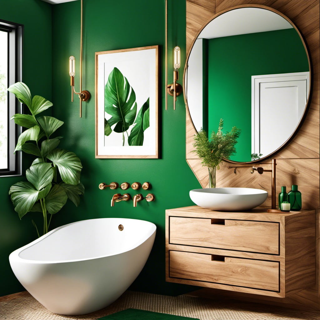 emerald green and wood combination