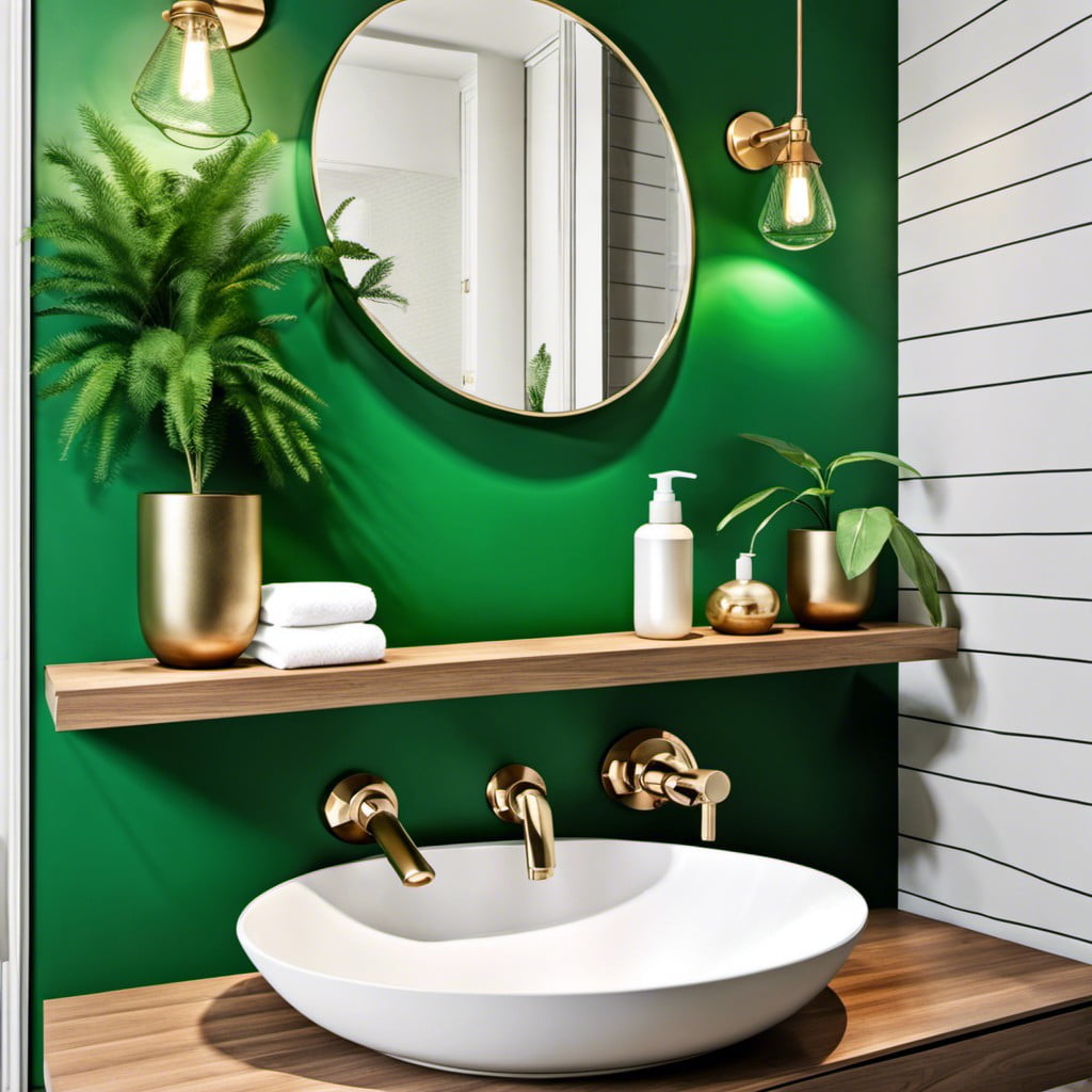 emerald green floating shelves