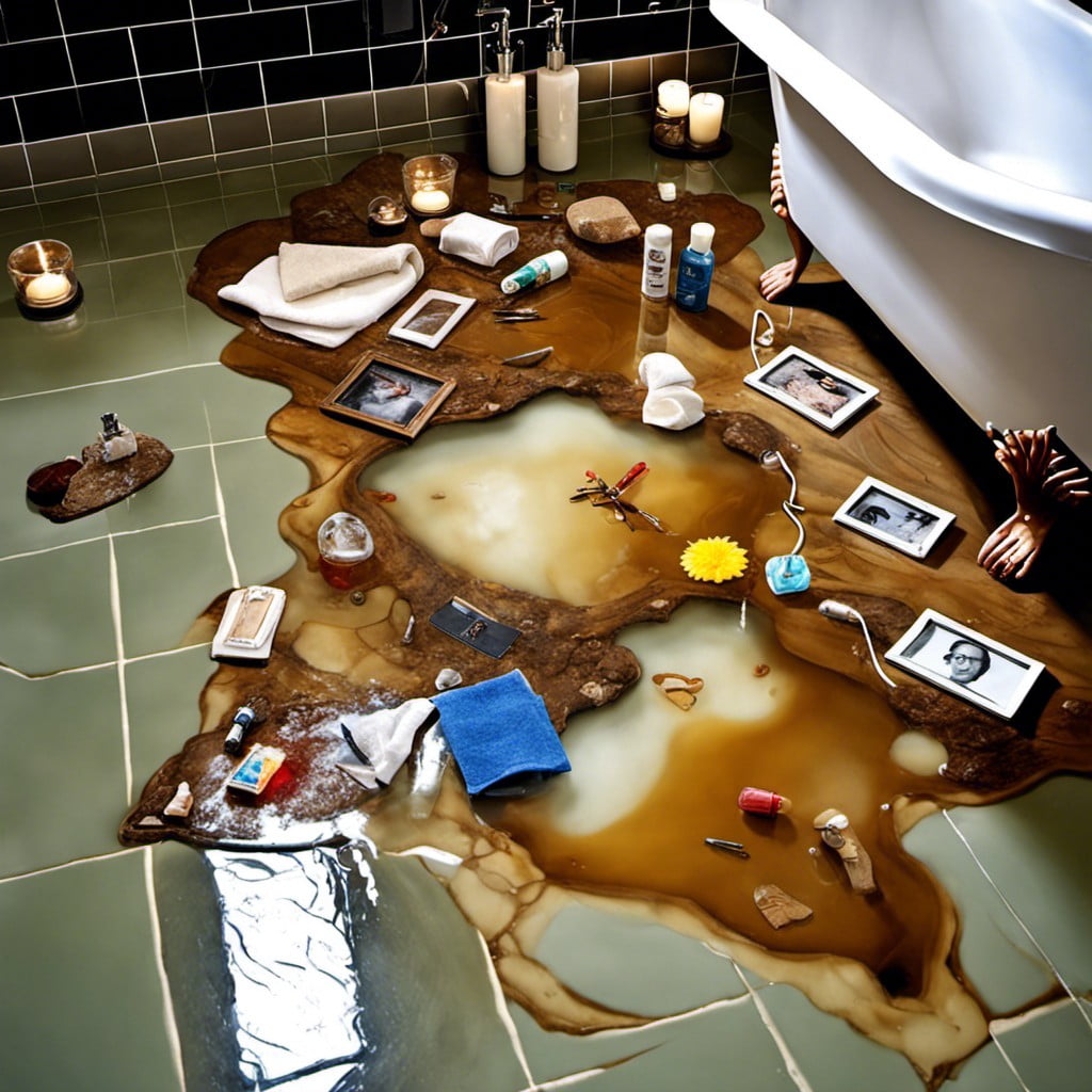 epoxy floor with encased personal mementos