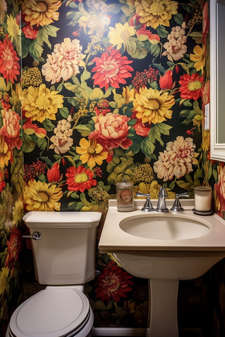 floral bathroom wallpaper