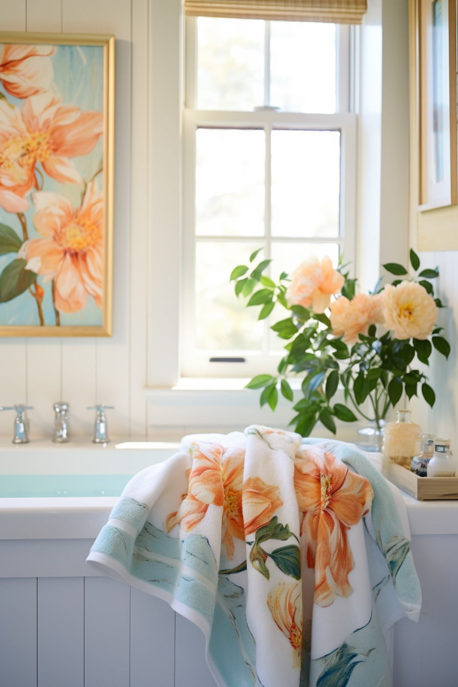 floral print bath towels
