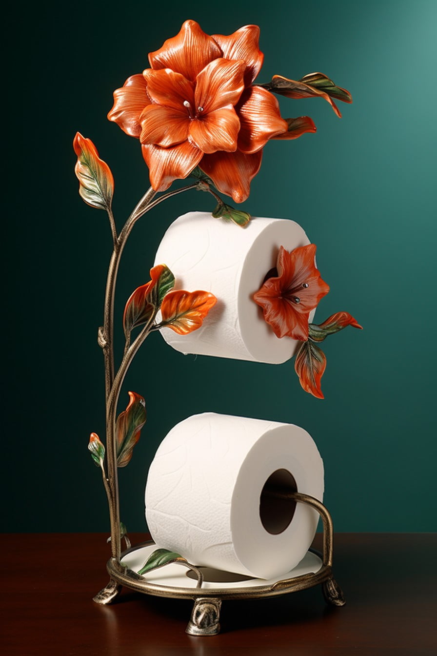 floral themed toilet paper holder