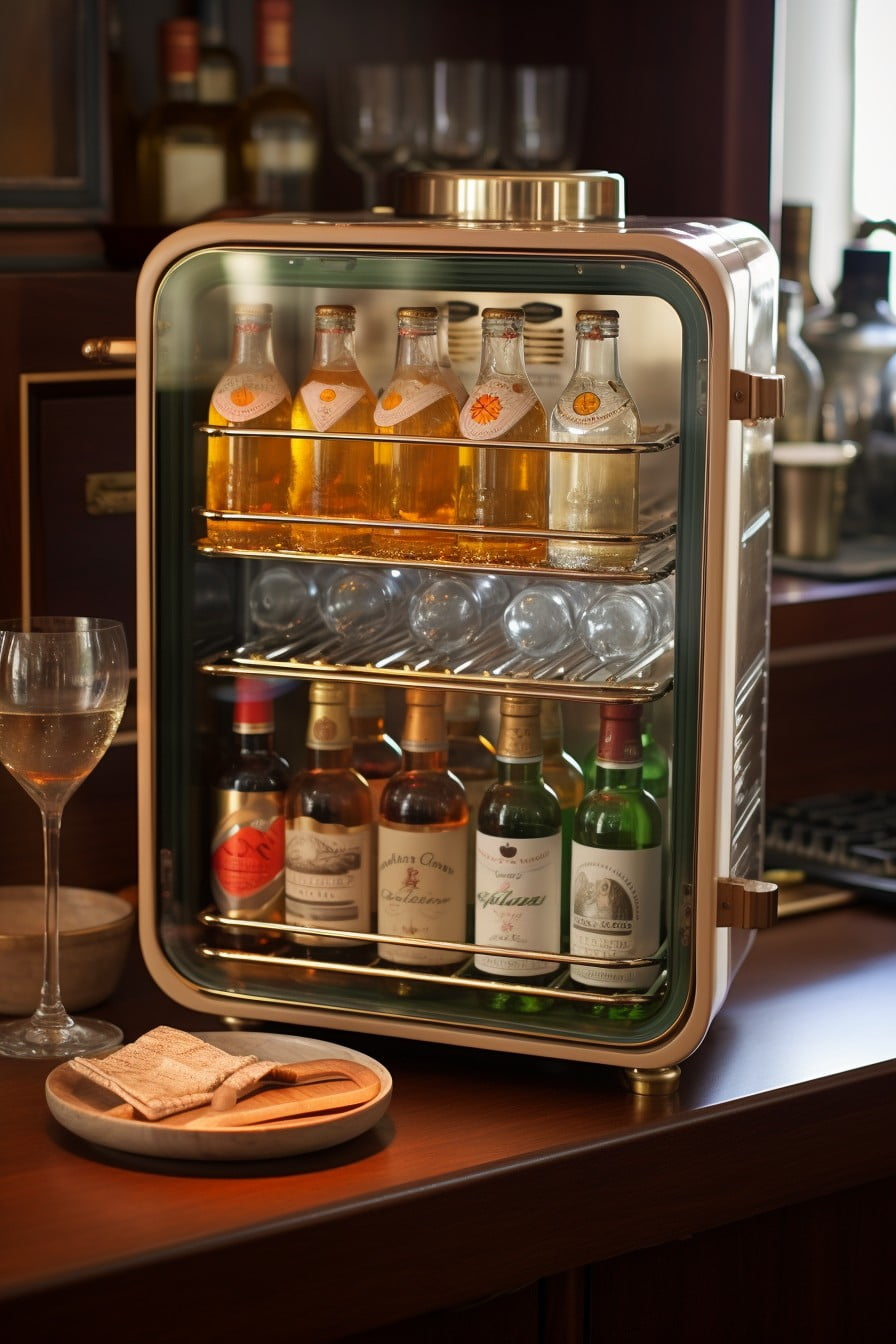 glass holding racks in mini fridges