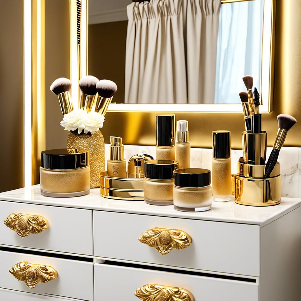 gold makeup organizer