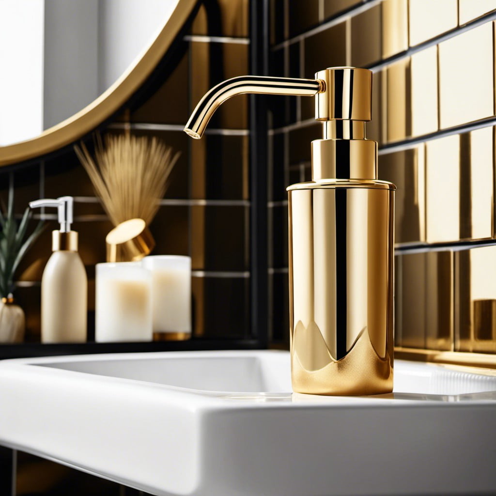 gold rimmed soap dispenser