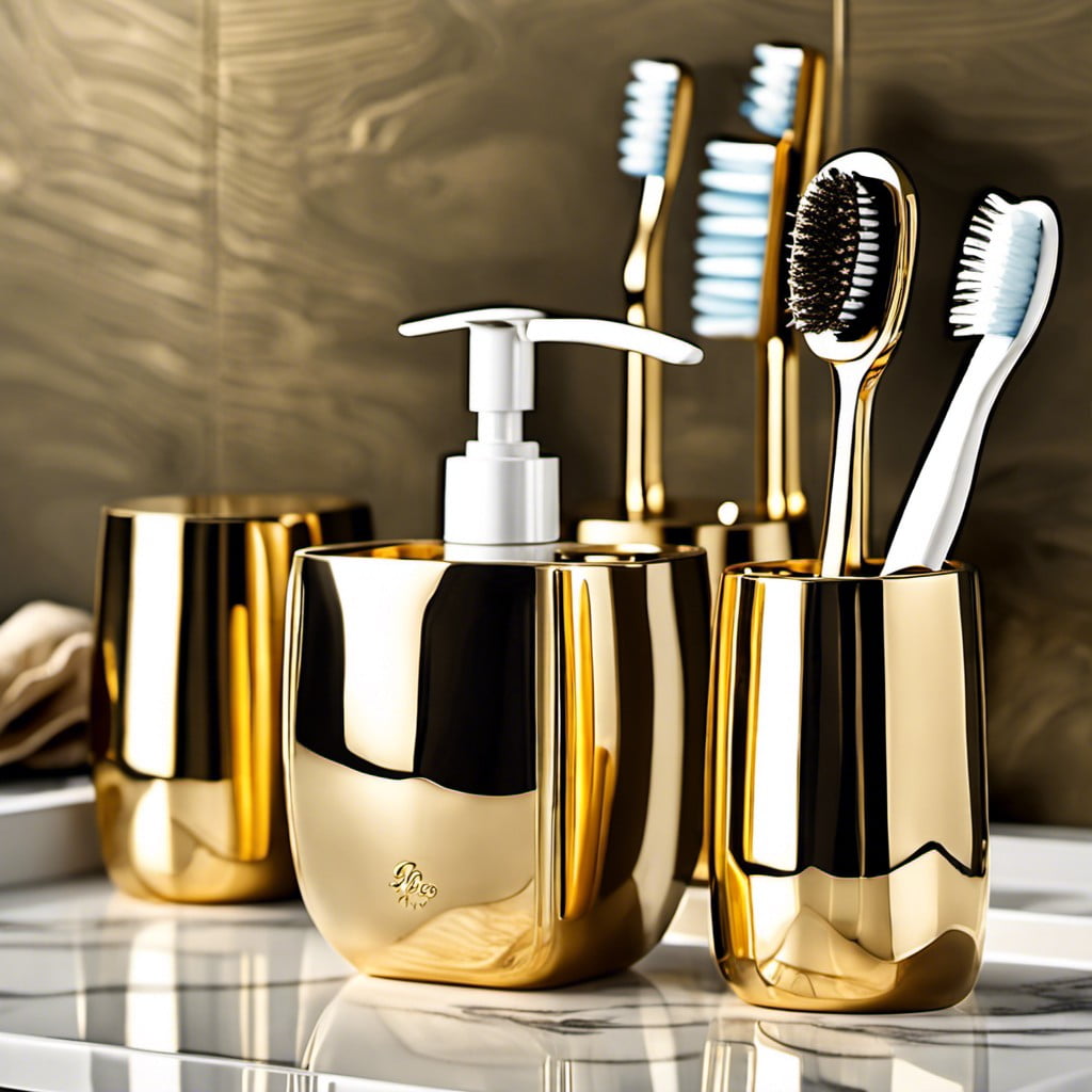 gold toothbrush holder