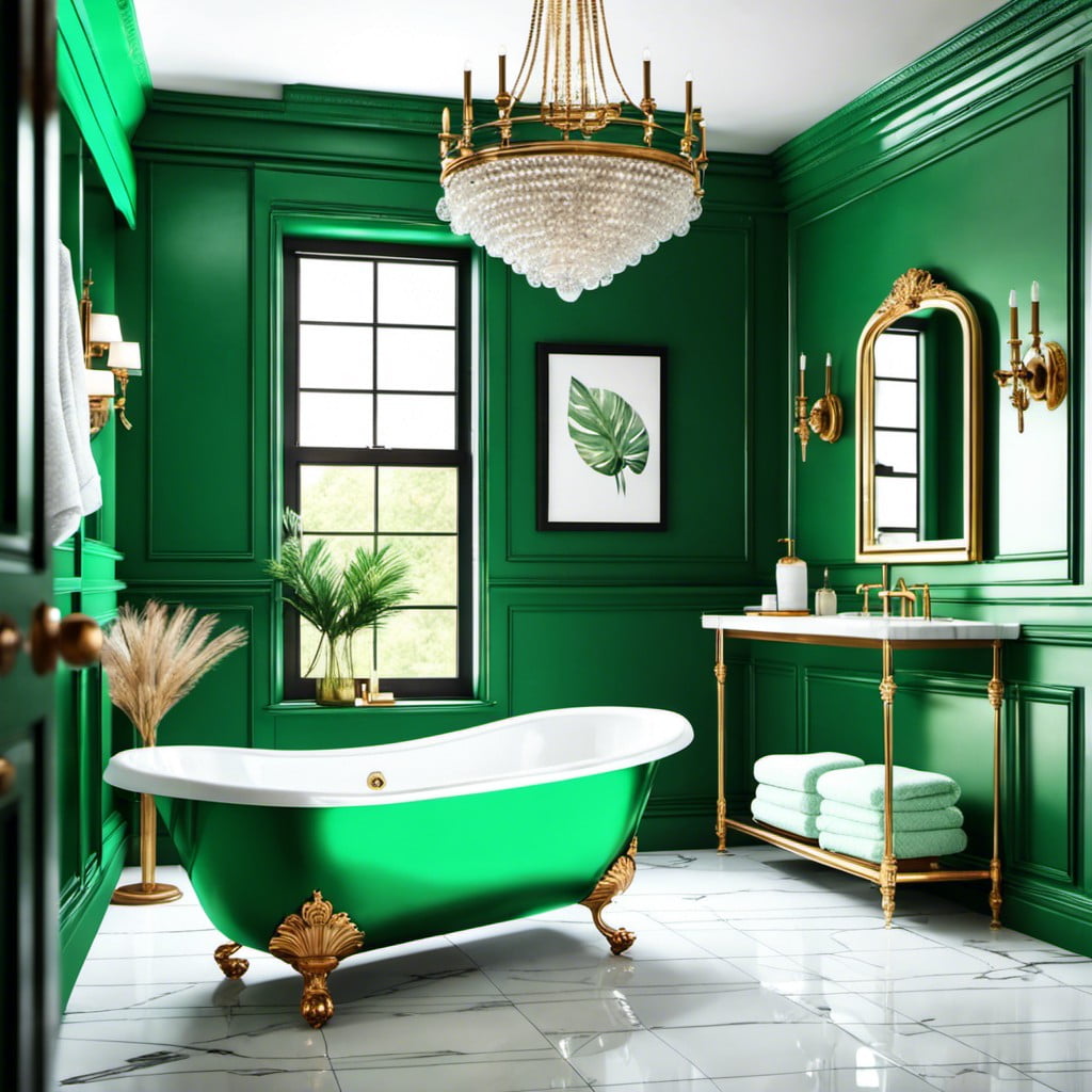 green clawfoot bathtub