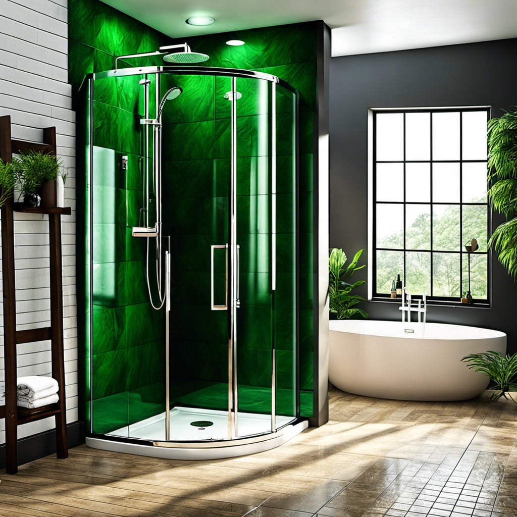 green glass shower enclosure