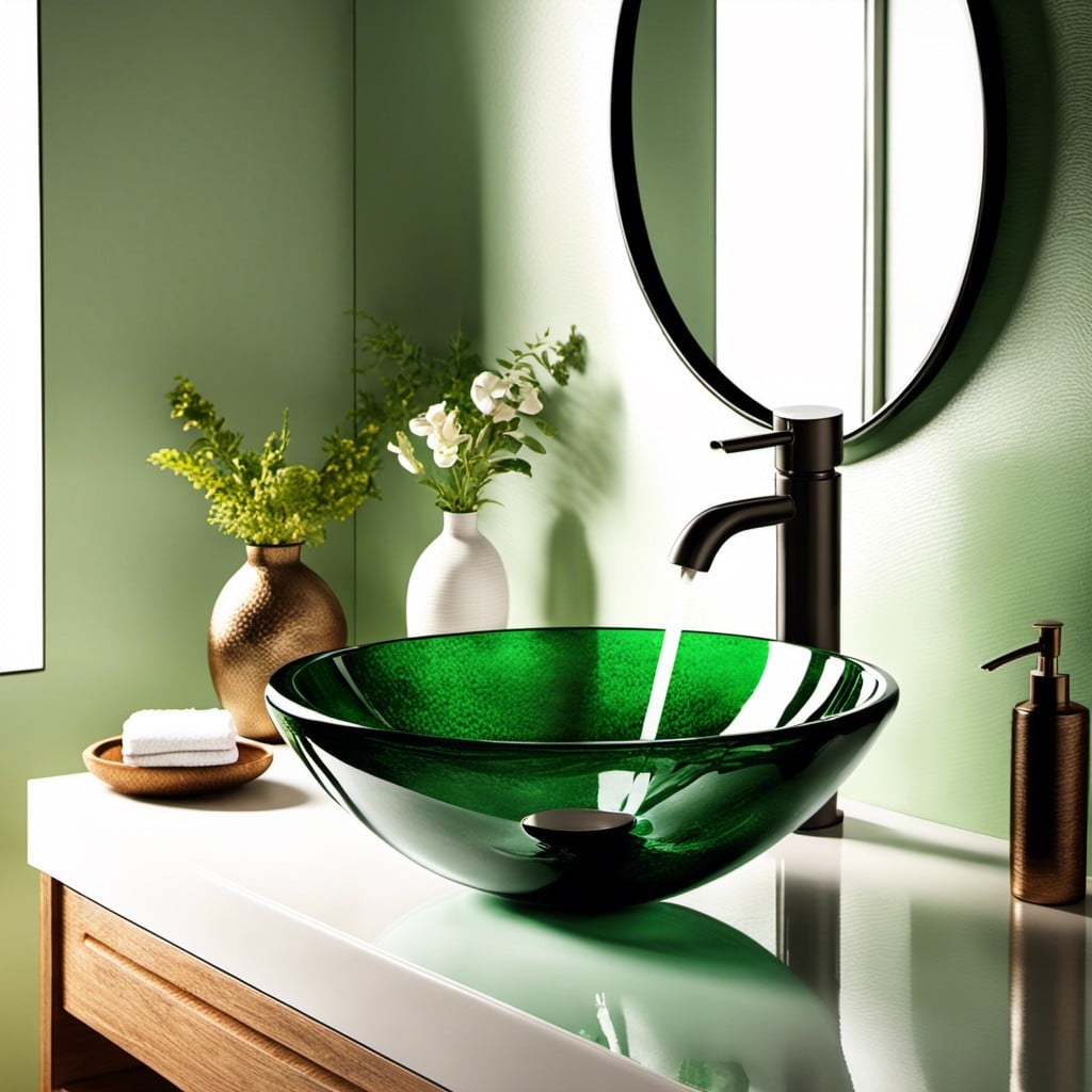 green glass vessel sink