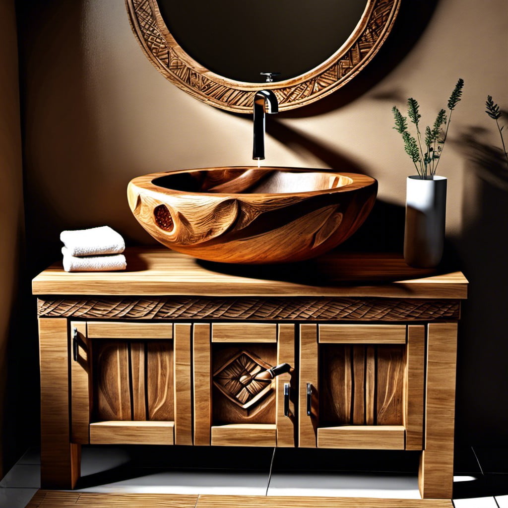 hand carved wooden sink