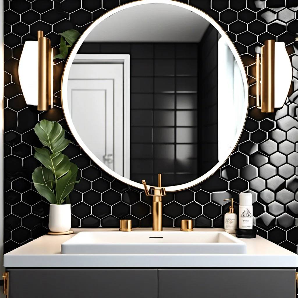 hexagon tile backsplash above sink