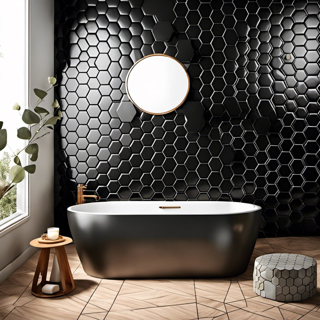 honeycomb design with black hexagon tiles