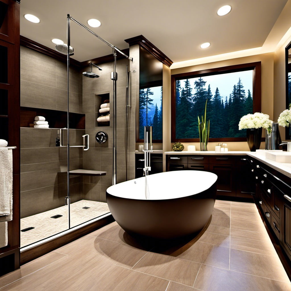 implement an open concept bathroom design