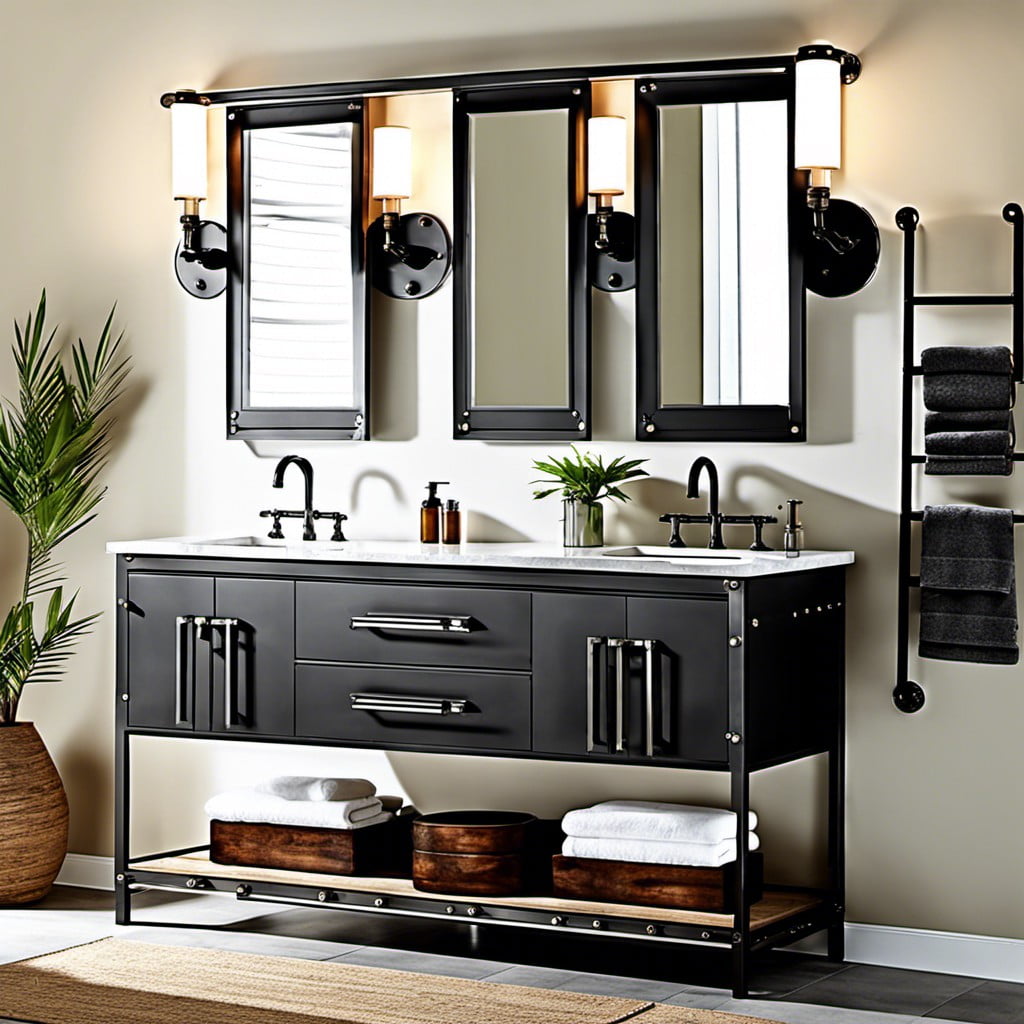 industrial styled vanity with metal accents