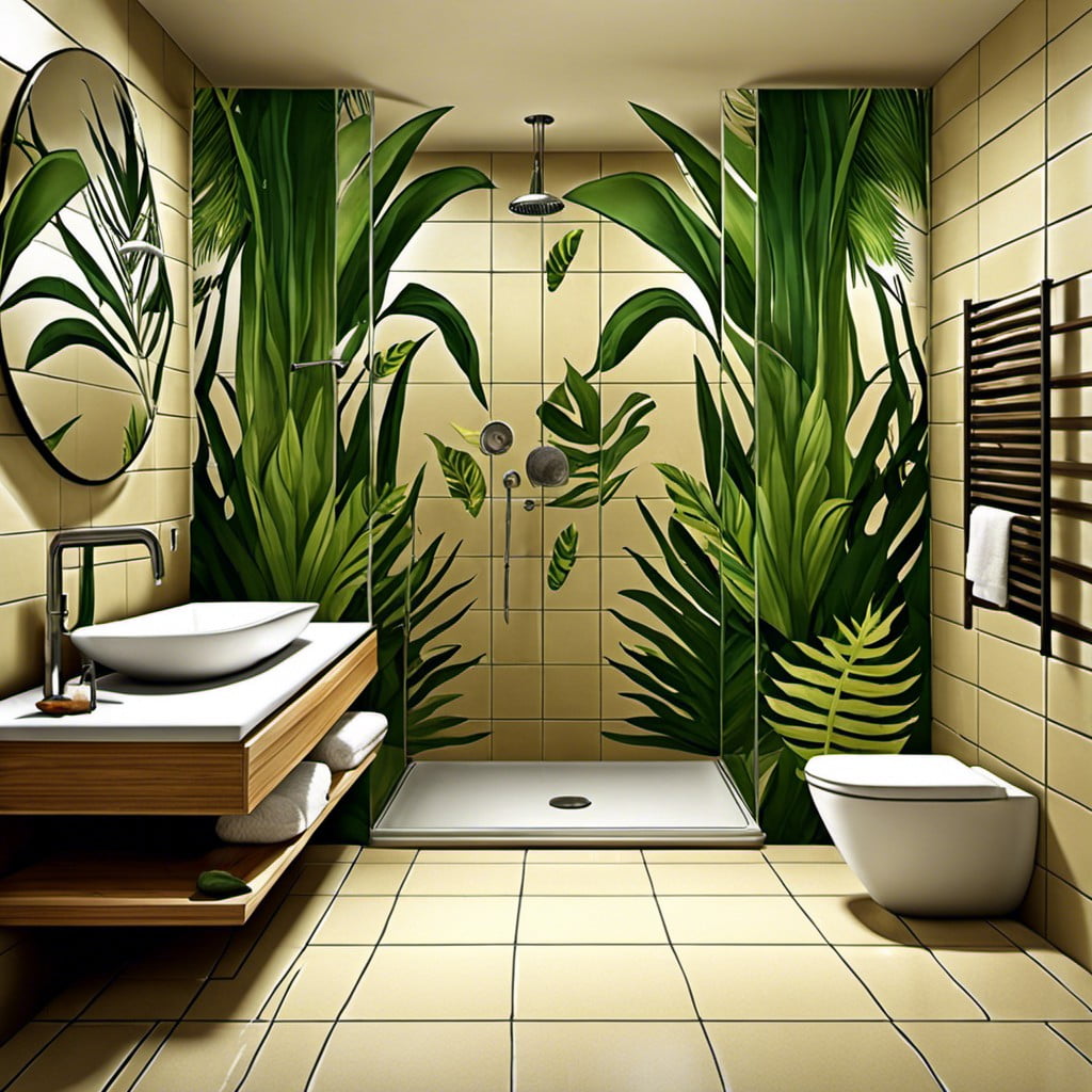 jungle themed shower tiles