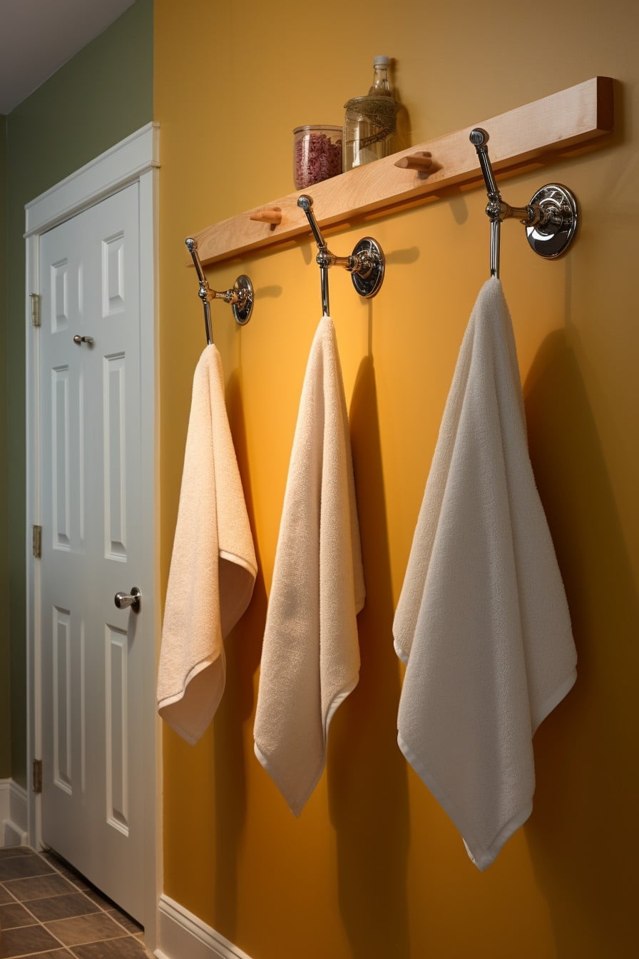 knee wall with hooks for drying towels