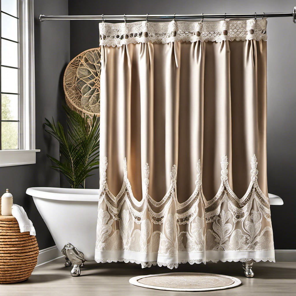 lace detailed shower curtain