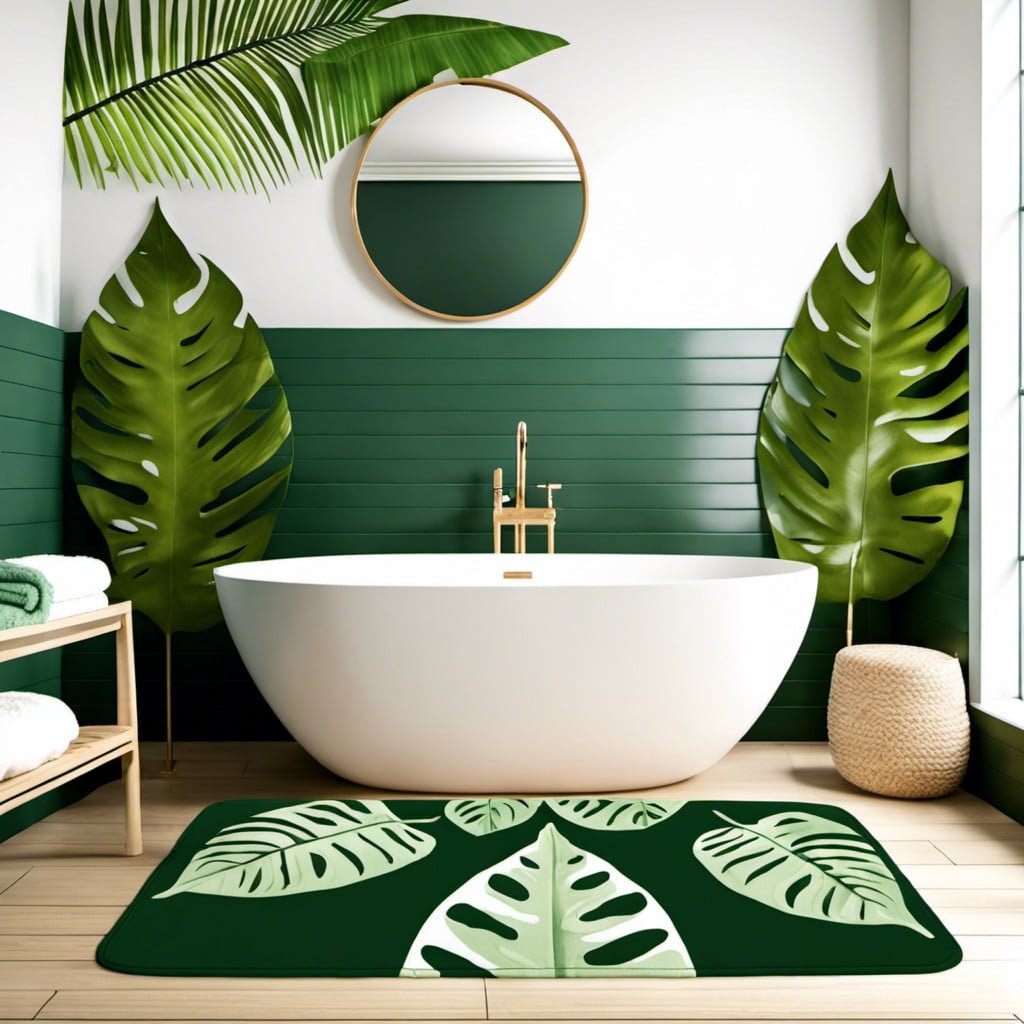 leaf patterned bath mats