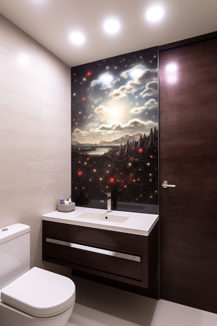 led spotlights for artwork in the bathroom