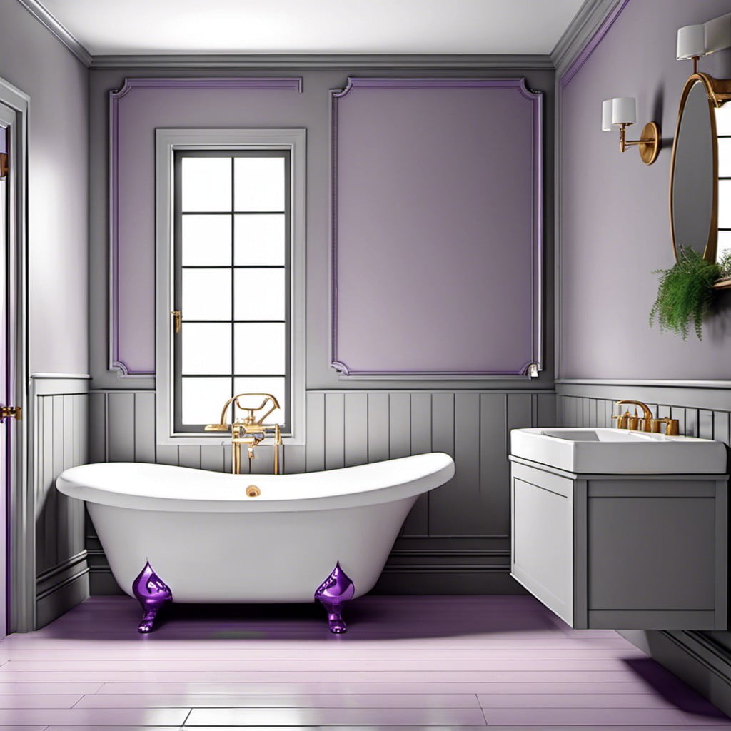 light gray walls with purple baseboards