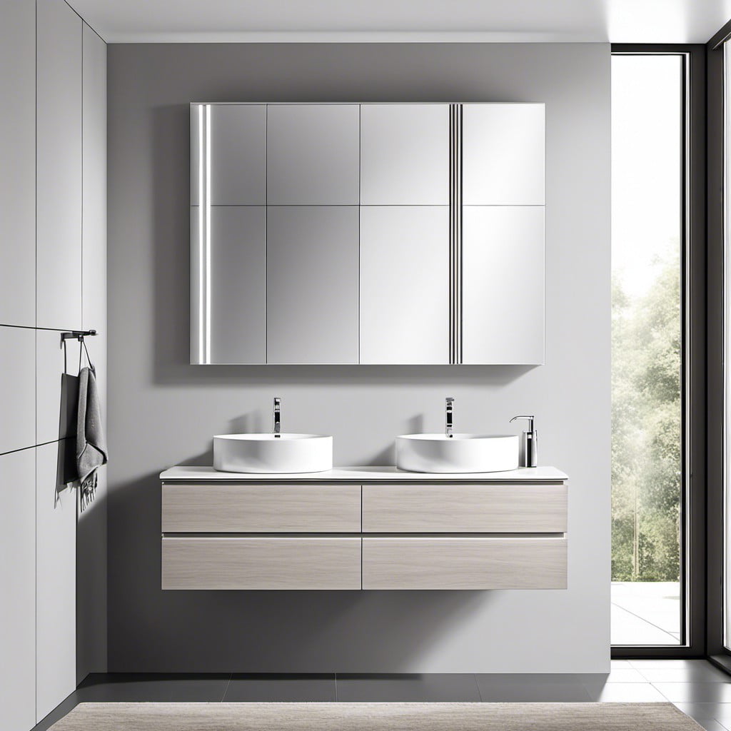 light grey floating vanity for minimalist design