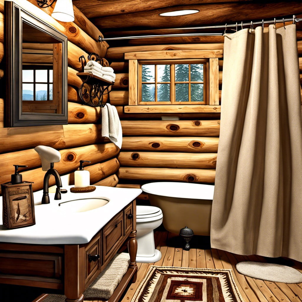 log cabin shower curtains