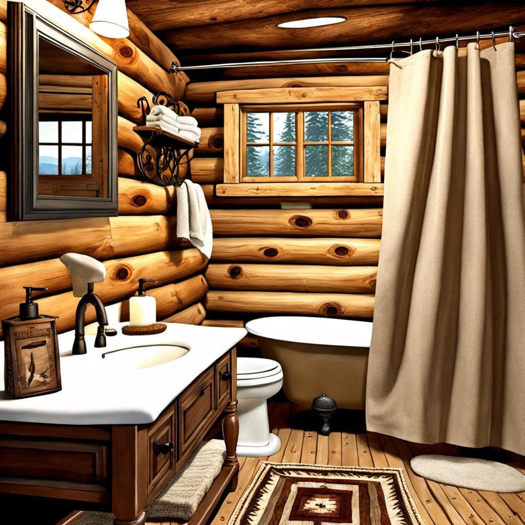 log cabin shower curtains