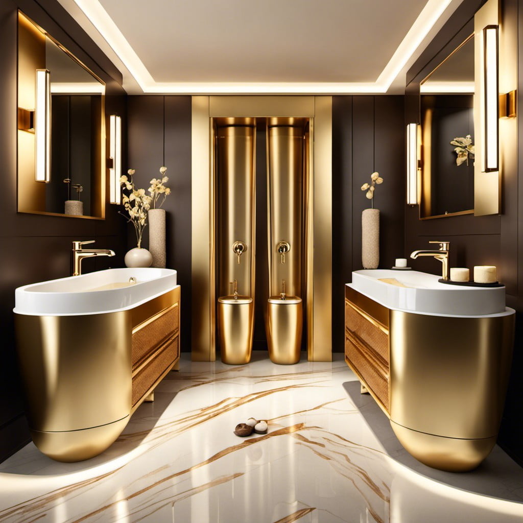 luxury bathroom accessories like gold soap dispensers