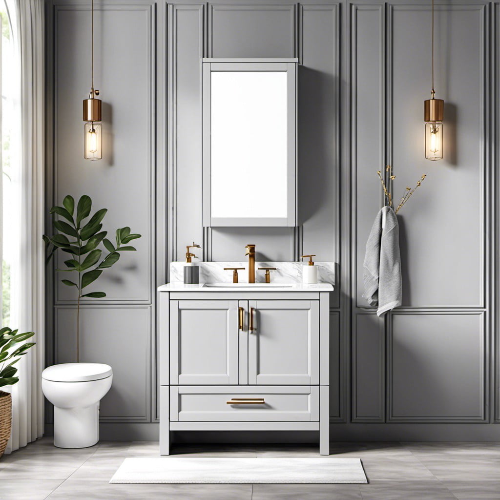matte light grey vanity cabinets