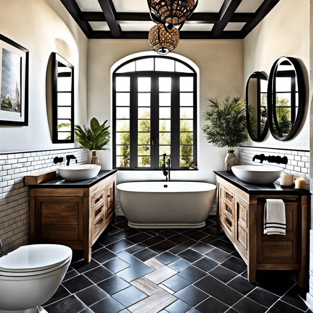 mediterranean style black tile flooring