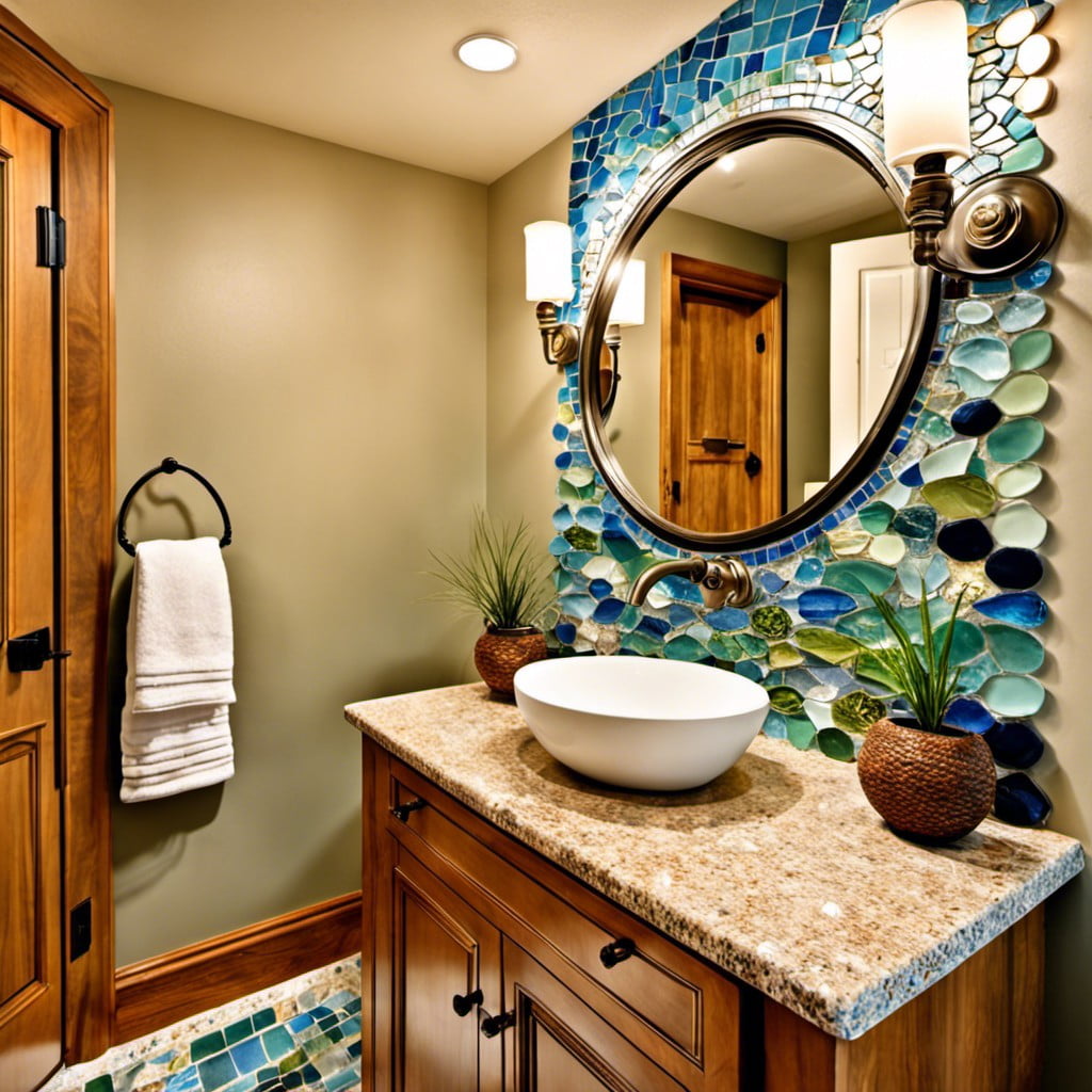 mosaic tile mirror reflecting ocean themes