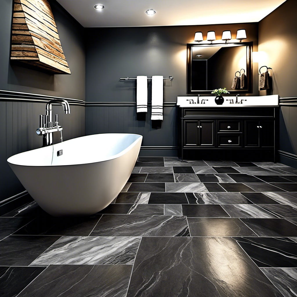 natural stone flooring in deep grey