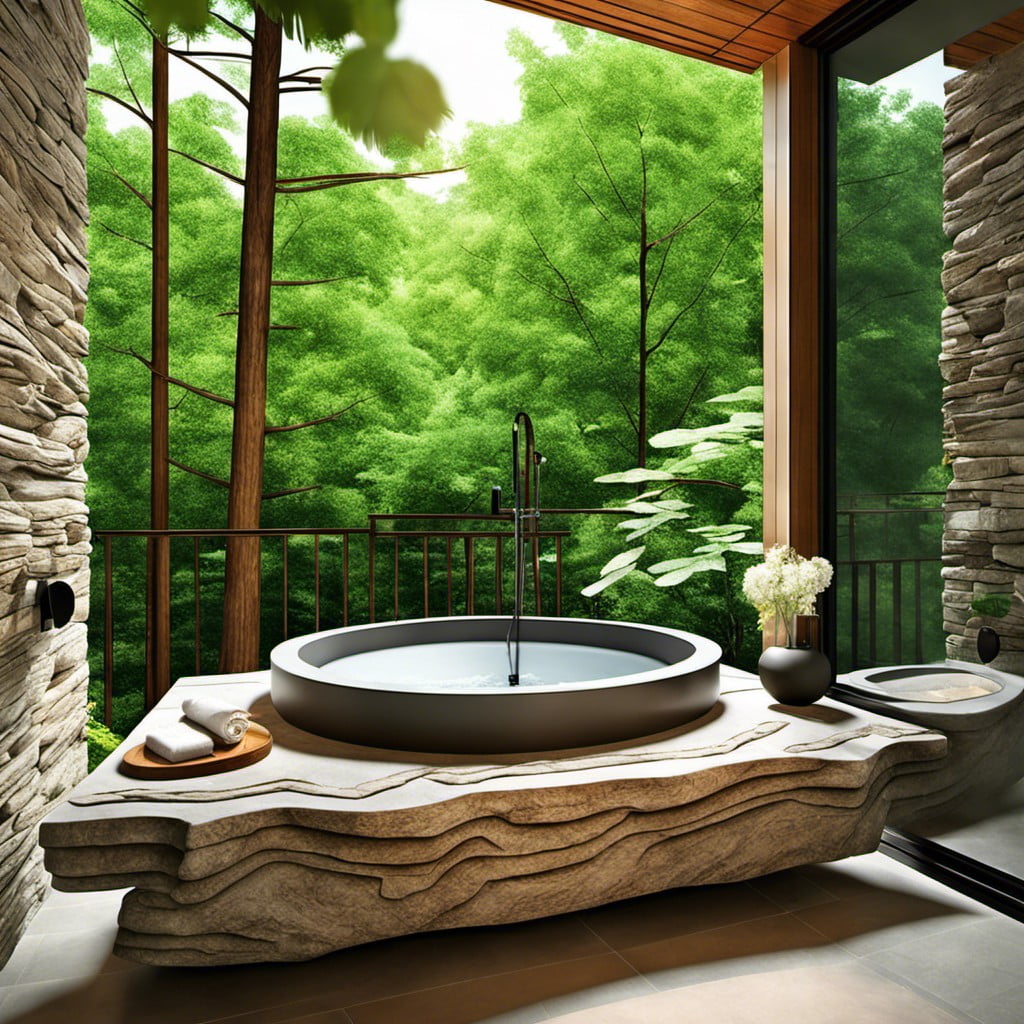 natural stone outdoor bathroom