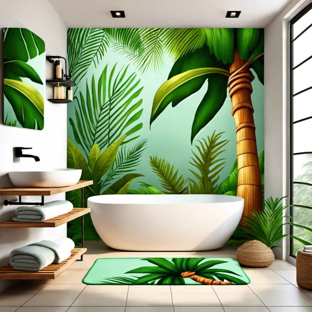palm tree bath mat