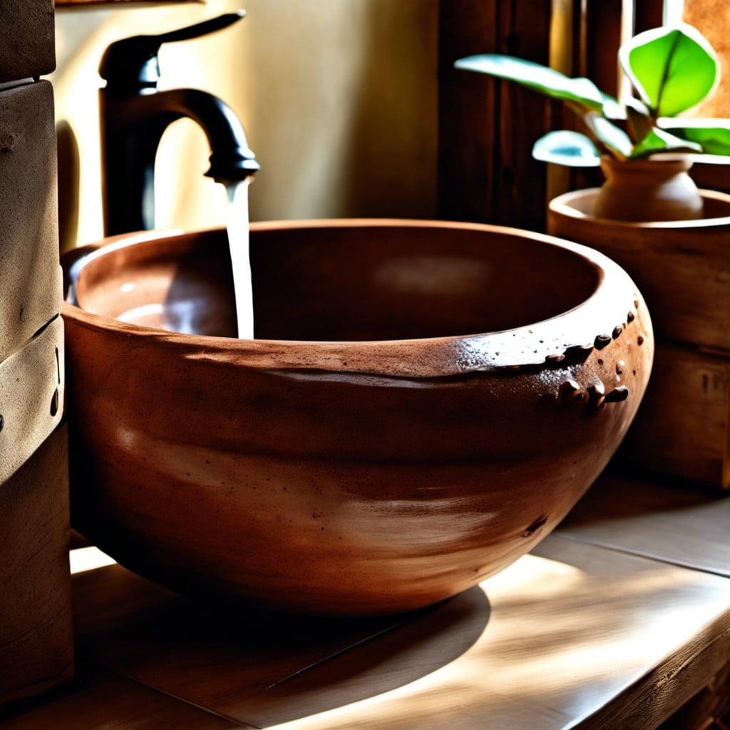 primitive pottery bowl sink