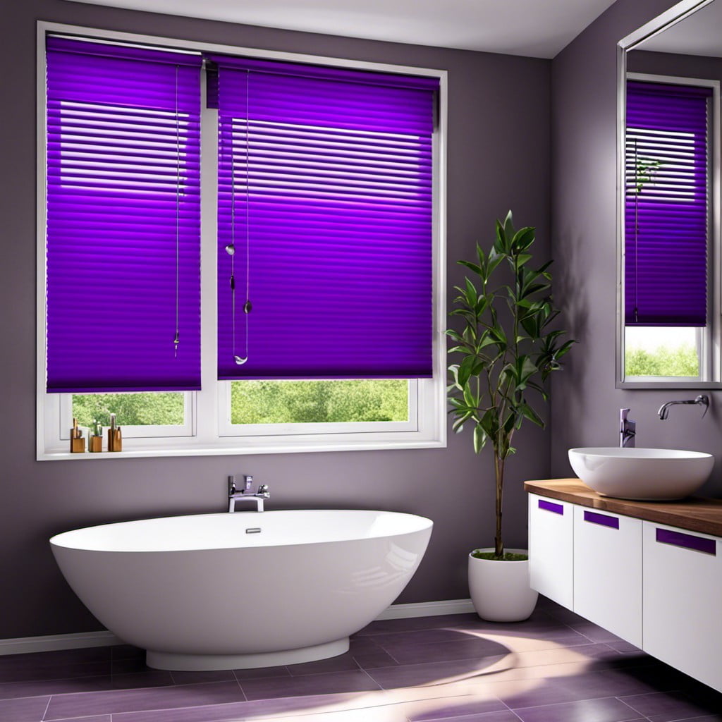 purple window blinds or curtains
