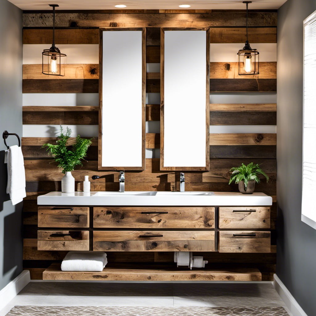 reclaimed wood floating vanity