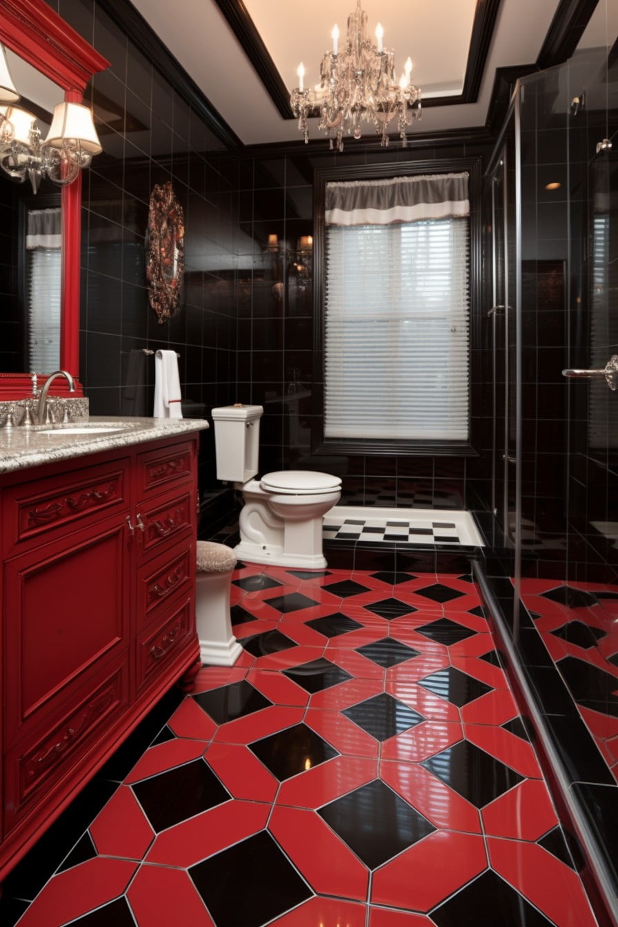 red and black floor tiles