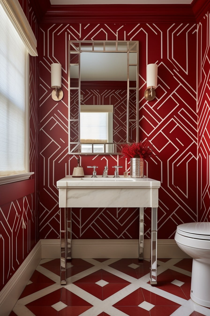 red geometric wallpaper