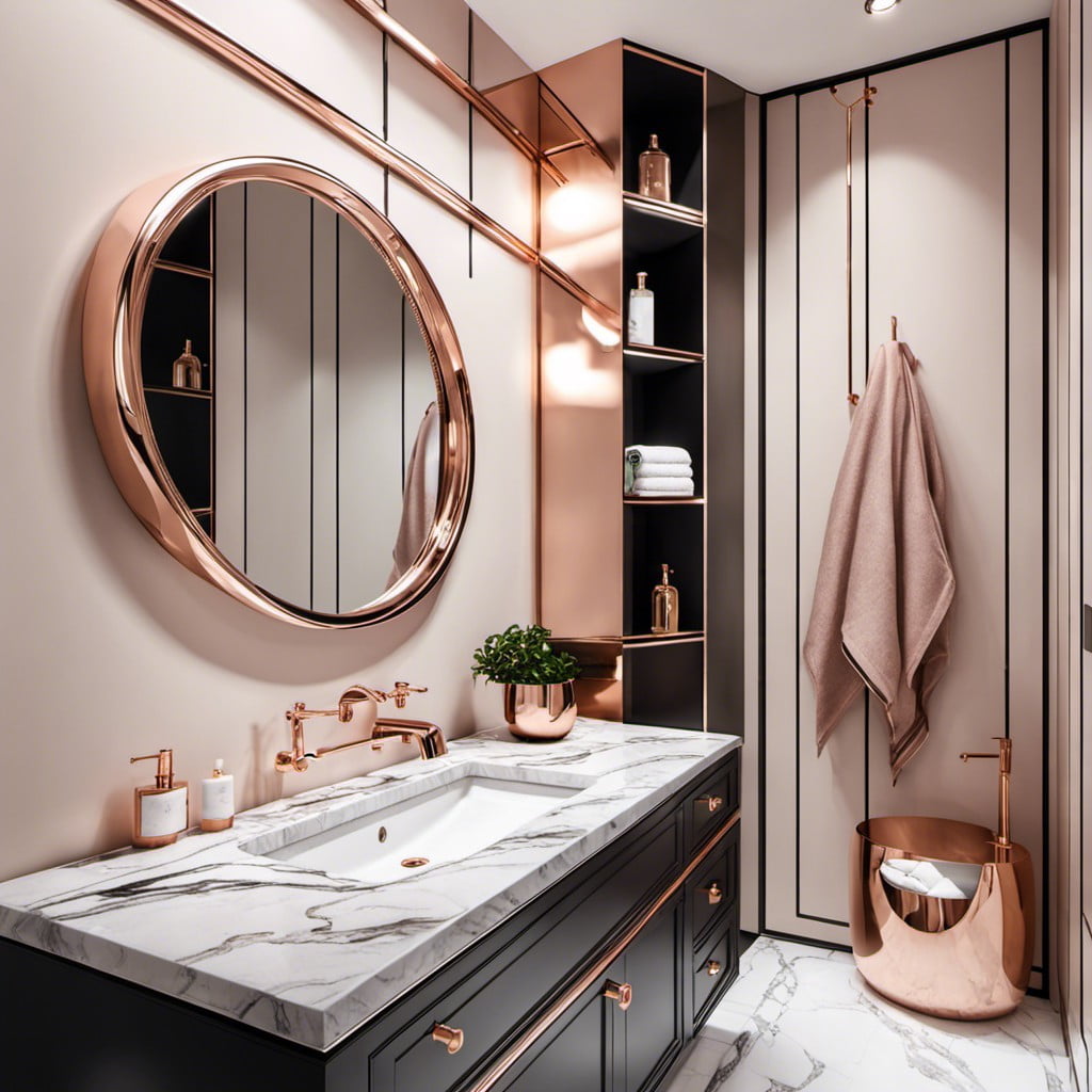rose gold and marble countertop