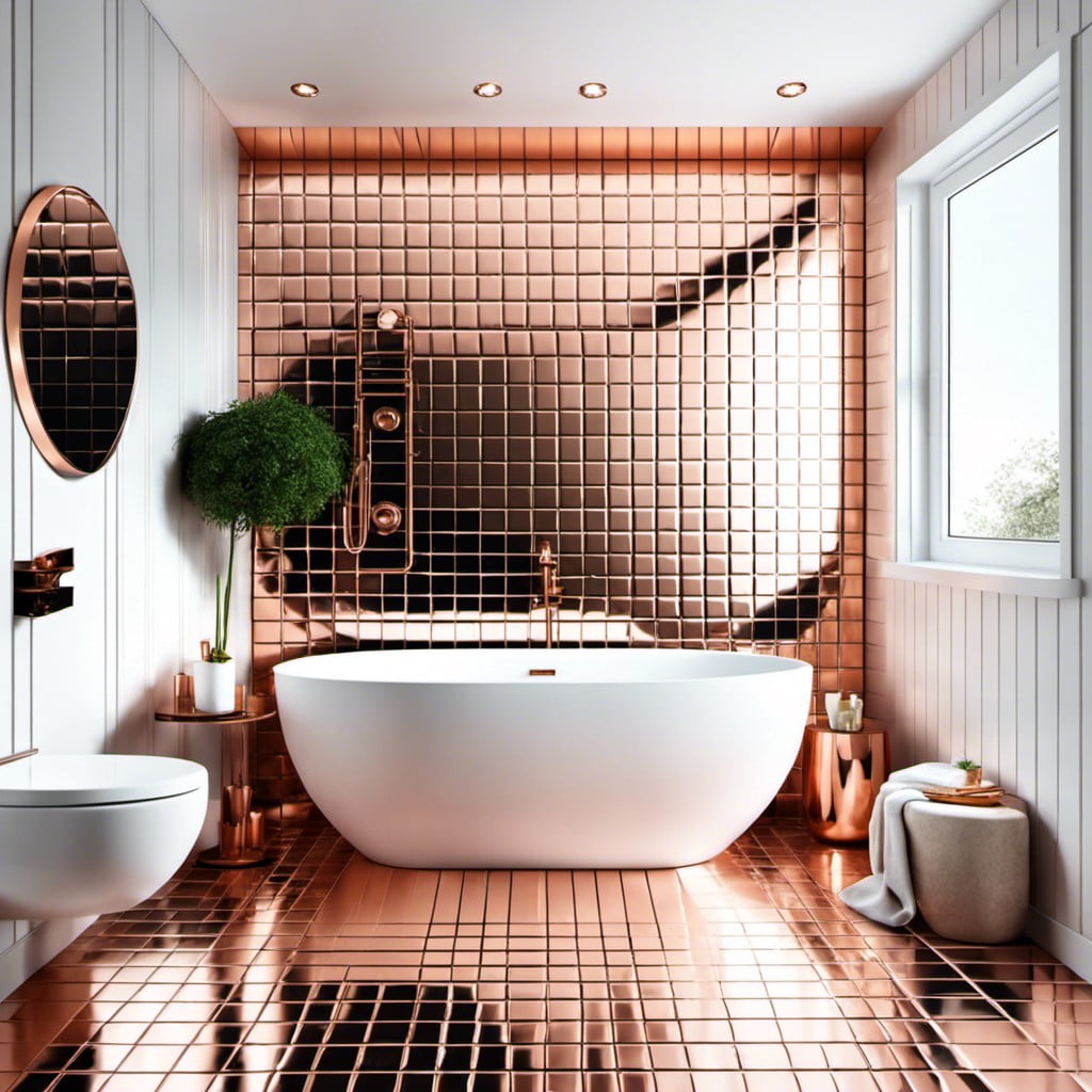 rose gold bathroom tiles