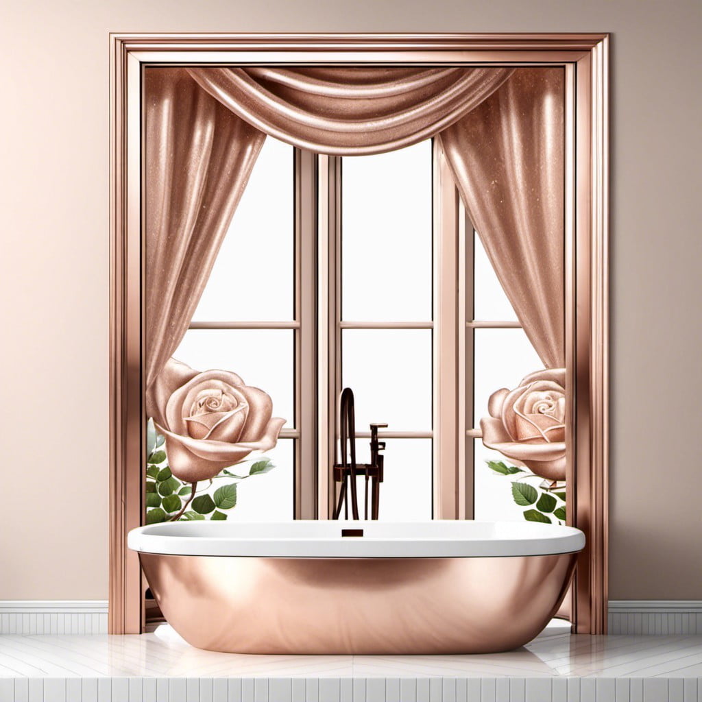 rose gold decorated bathroom window