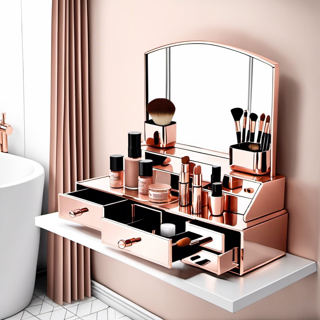 rose gold makeup organizer