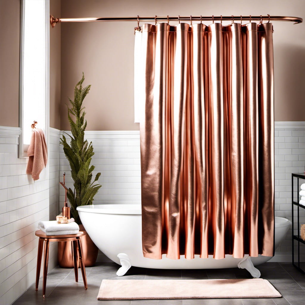 rose gold shower curtain rods