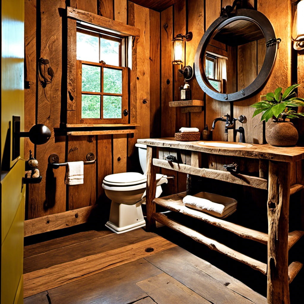 rough hewn timber vanity