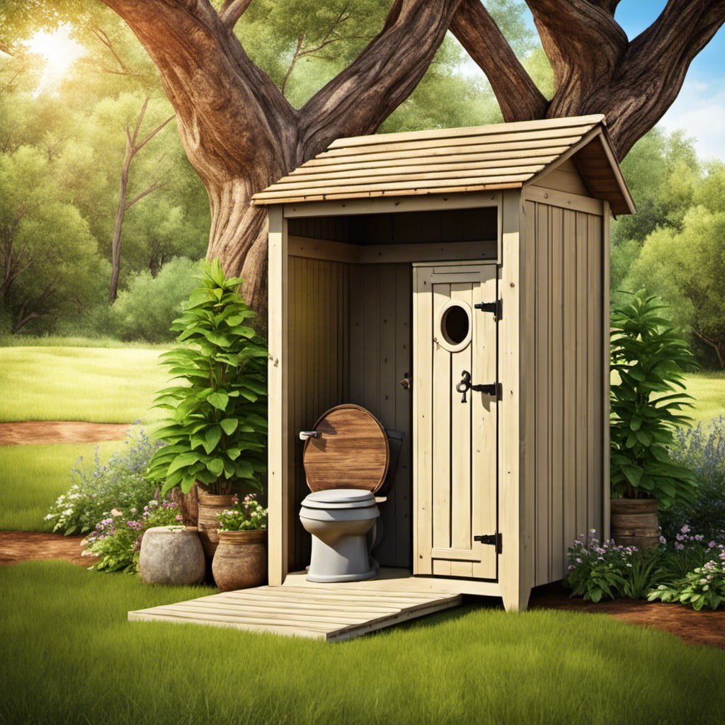 rustic backyard outhouse